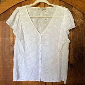 Ann Taylor Loft Eyelet Flutter Sleeve Top